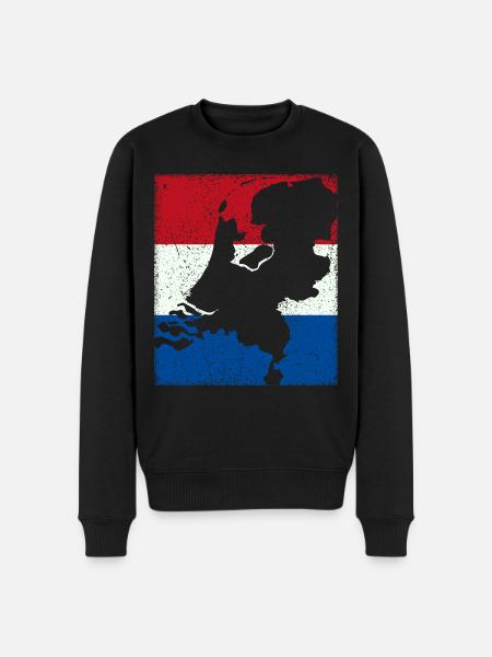 Netherlands flag with map / outline - Men's Premium Organic Jumper - black