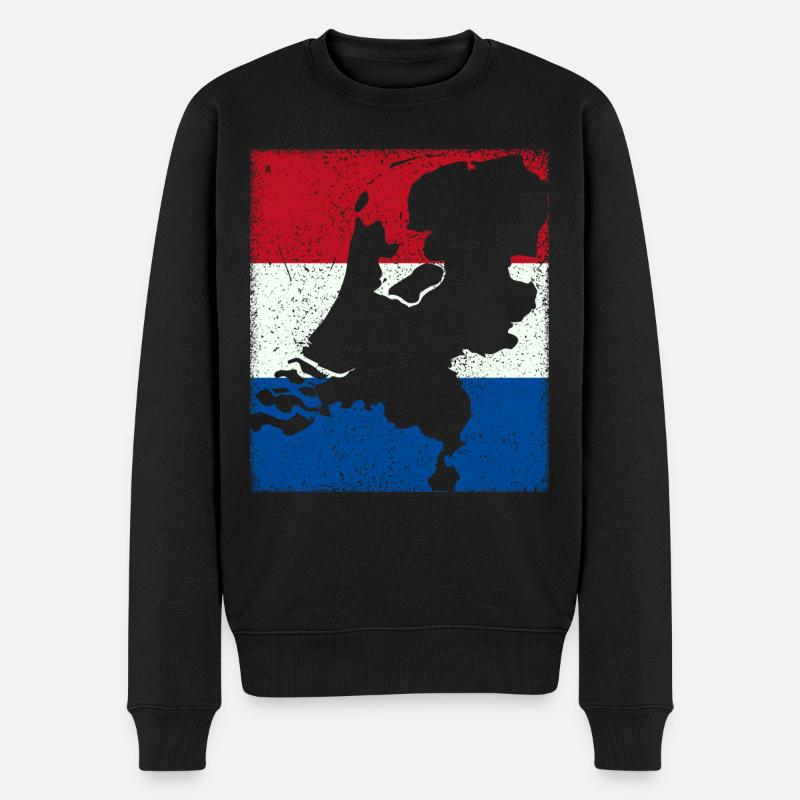 Niederlande Flagge mit Karte / Umriss - Männer Premium Bio Pullover - Schwarz