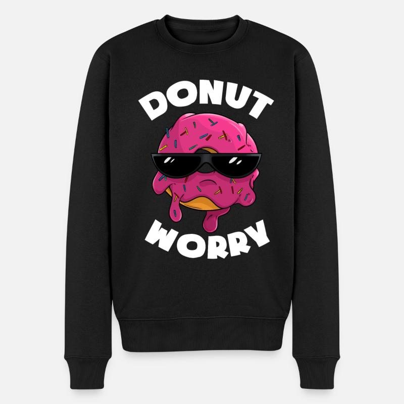 Donut Worry - Délicieux beignet avec lunettes de soleil - Pull Premium bio Homme - noir
