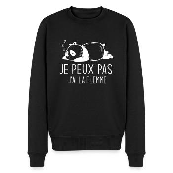 Je Peux Pas J'ai La Flemme - Pull Premium bio Homme - noir - Devant - Nico (187cm)