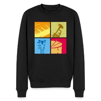 Popart Musiker Instrumente Geschenkidee - Männer Premium Bio Pullover - Schwarz - Vorne - Nico (187cm)