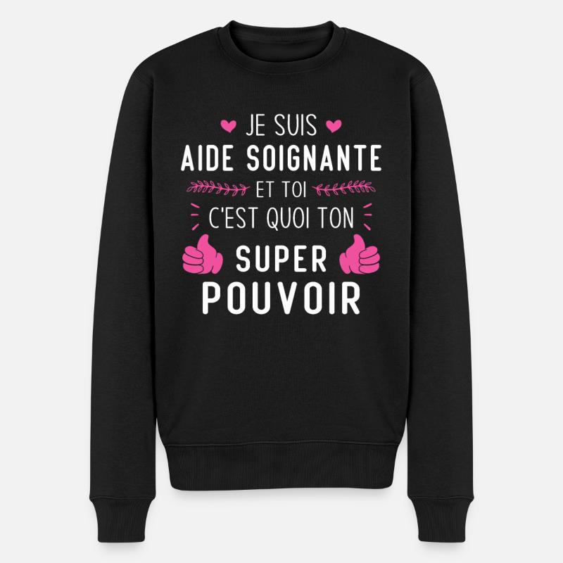 Je suis aide soignante c'est mon super pouvoir - Pull Premium bio Homme - noir