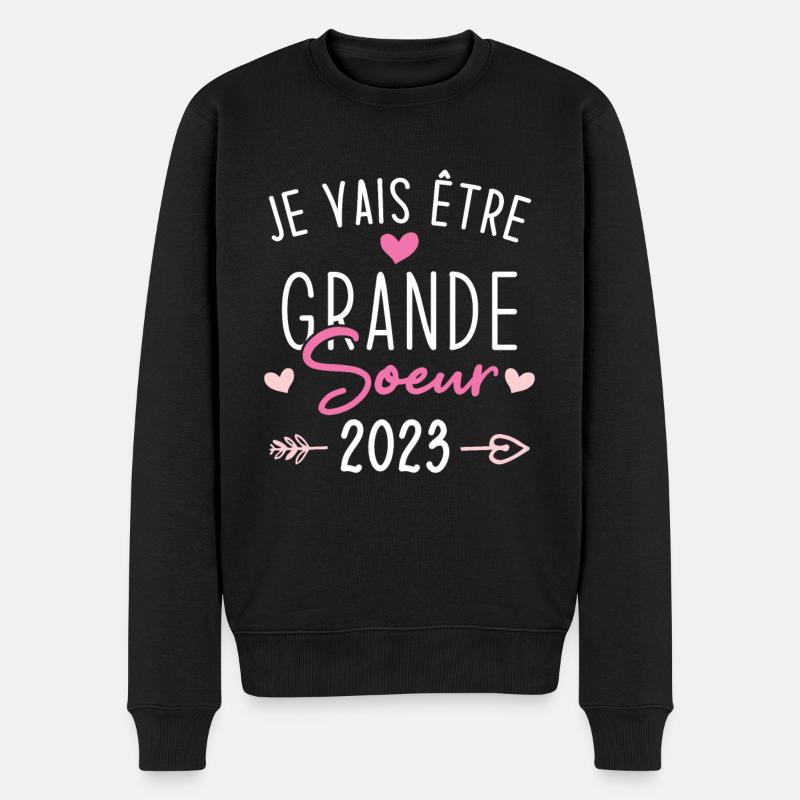 Je Vais Être Grande Sœur 2023 - Pull Premium bio Homme - noir