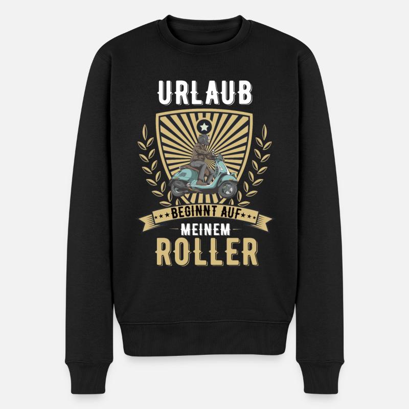 Roller Rollerfahrer Scooter Moped Motorroller - Männer Premium Bio Pullover - Schwarz
