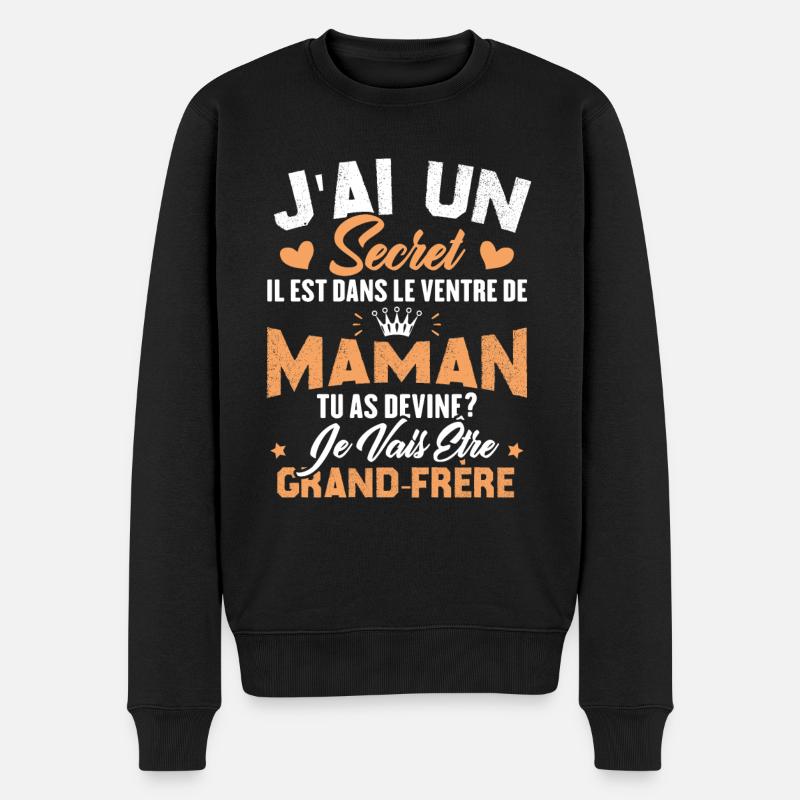 Secret Cadeau Annonce Grossesse Grand-Frère - Pull Premium bio Homme - noir