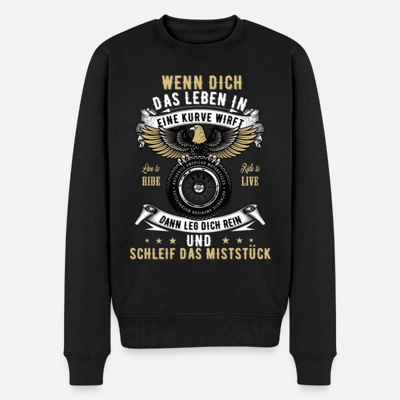 Motorrad Biker Motorradfahrer bike Rocker Rentner - Männer Premium Bio Pullover - Schwarz