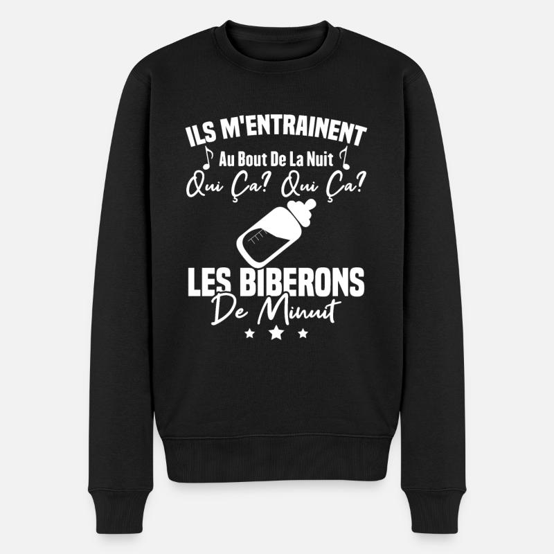 Qui ça qui ça Les biberons de minuit Humour Cadeau - Pull Premium bio Homme - noir
