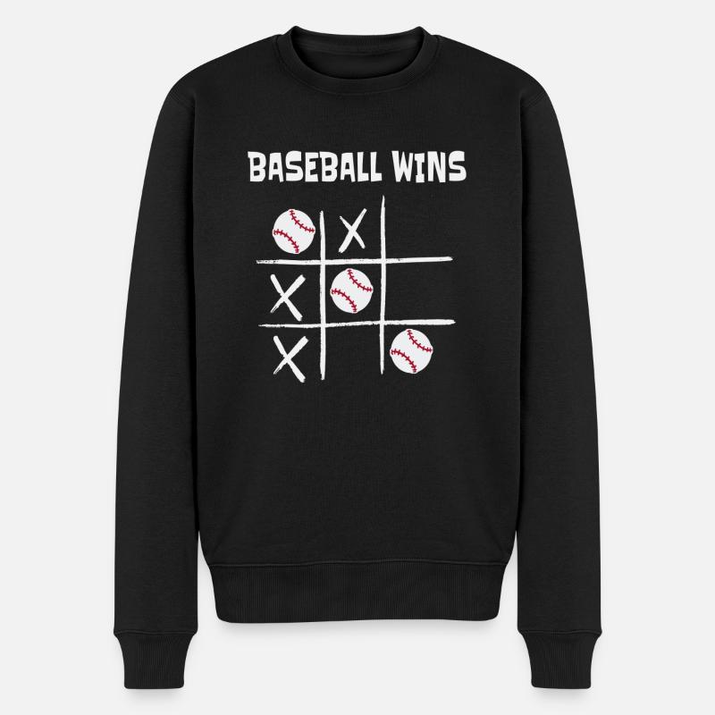 Baseball Wins Sport Tic Tac Toe - Männer Premium Bio Pullover - Schwarz