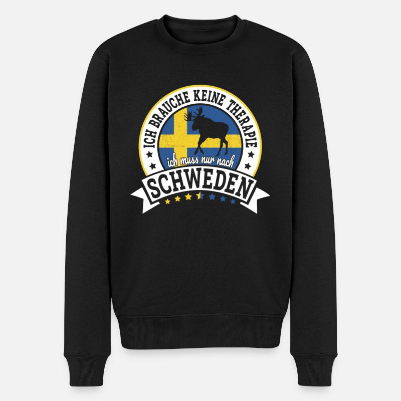 Ich muss nur nach Schweden Skandinavien Camping - Männer Premium Bio Pullover - Schwarz
