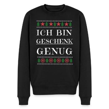 Ich bin Geschenk genug Weinachten - Männer Premium Bio Pullover - Schwarz - Vorne - Nico (187cm)
