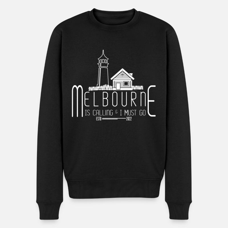Melbourne Australien Spruch - Männer Premium Bio Pullover - Schwarz
