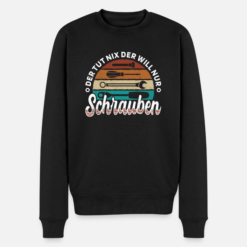 Der will nur Schrauben Kfz-Mechaniker Schrauber - Männer Premium Bio Pullover - Schwarz