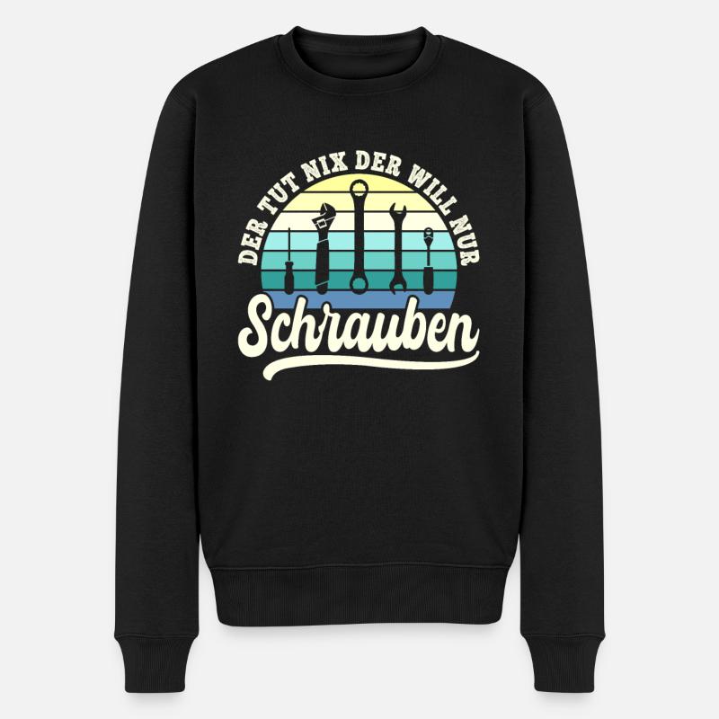 Der will nur Schrauben Kfz-Mechaniker Schrauber - Männer Premium Bio Pullover - Schwarz