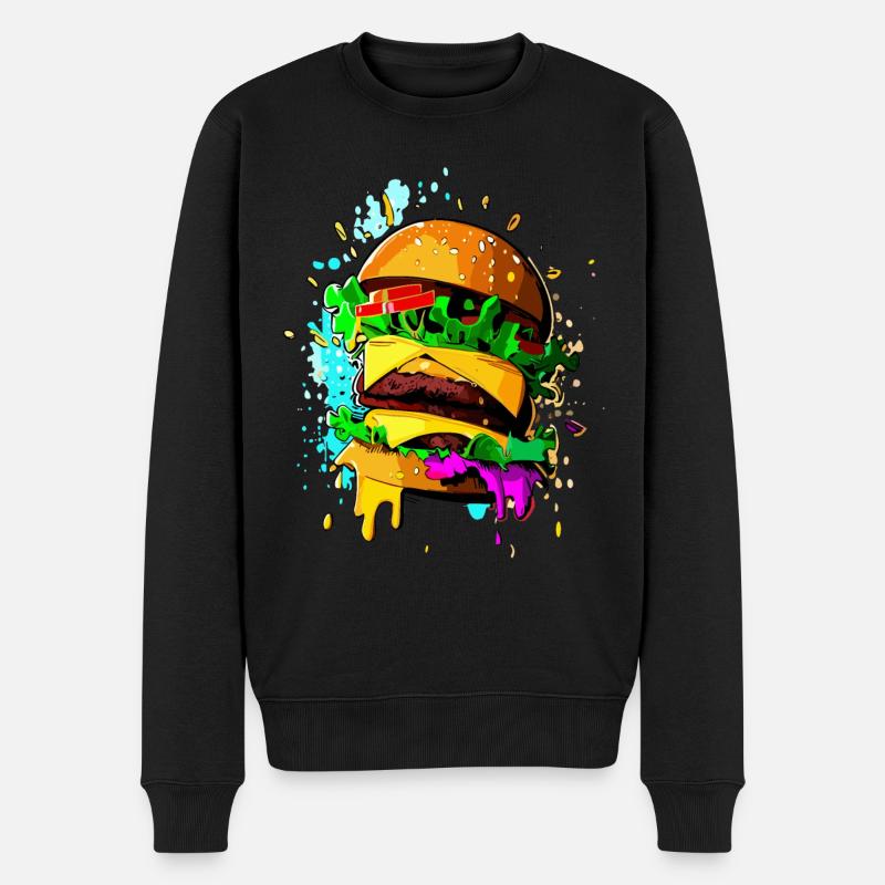 Graffiti Burger Farbenfroher Cheeseburger - Männer Premium Bio Pullover - Schwarz