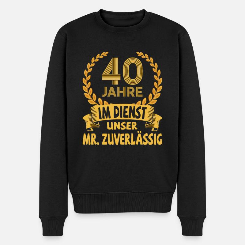 40 Jähriges Dienstjubiläum Firmenjubiläum Geschenk - Männer Premium Bio Pullover - Schwarz