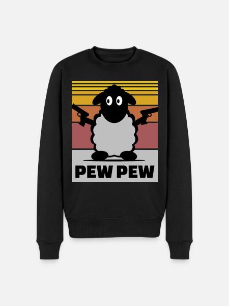 Pew Pew Schaf - Männer Premium Bio Pullover - Schwarz