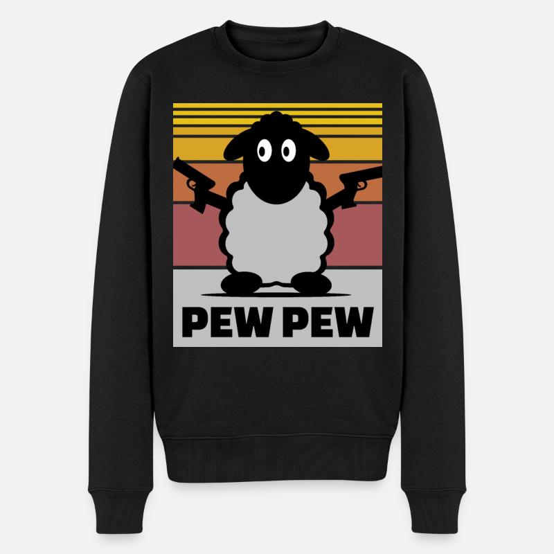Pew Pew Schaf - Männer Premium Bio Pullover - Schwarz