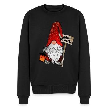 Back-Wichtel – Weihnachtsgnom für alle Backfans - Männer Premium Bio Pullover - Schwarz - Vorne - Nico (187cm)