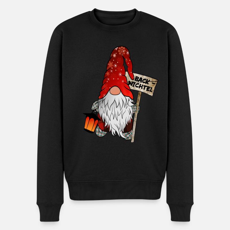 Back-Wichtel – Weihnachtsgnom für alle Backfans - Männer Premium Bio Pullover - Schwarz