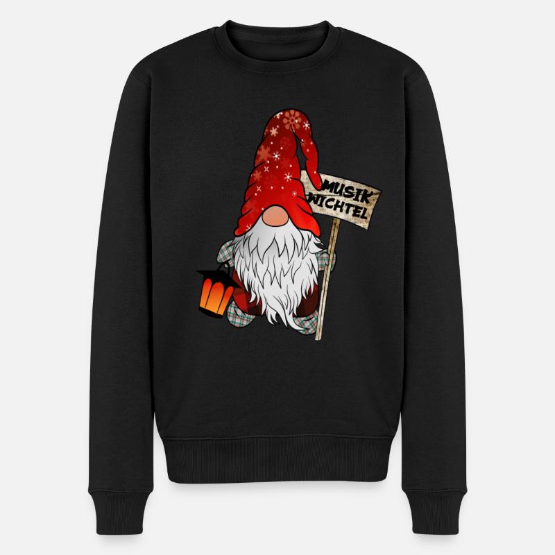 Musik Wichtel – Weihnachtsgnom - Männer Premium Bio Pullover - Schwarz