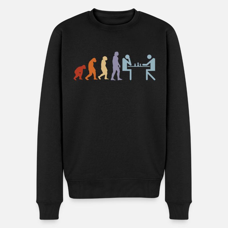 Evolution Schach Schachbrett Schachfigur vintage - Männer Premium Bio Pullover - Schwarz