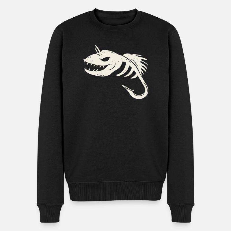 Pêcheur pêche pêcheur vacances campeur poisson - Pull Premium bio Homme - noir