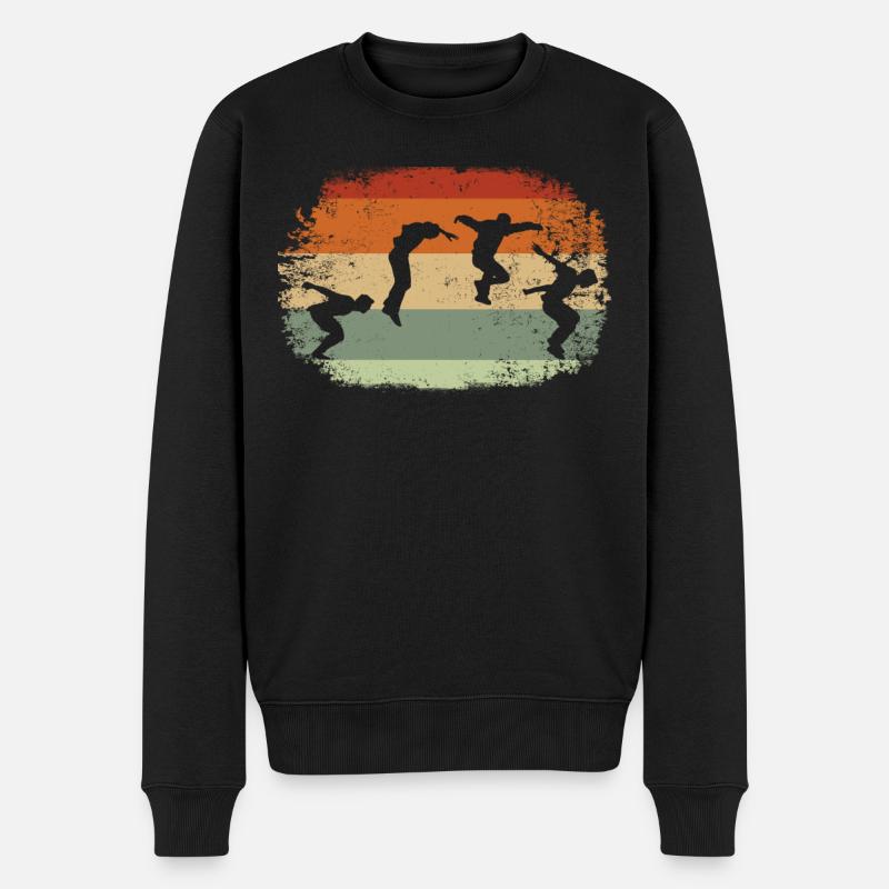 Parkour Vintage Parkour-läufer Hindernisparkour - Männer Premium Bio Pullover - Schwarz