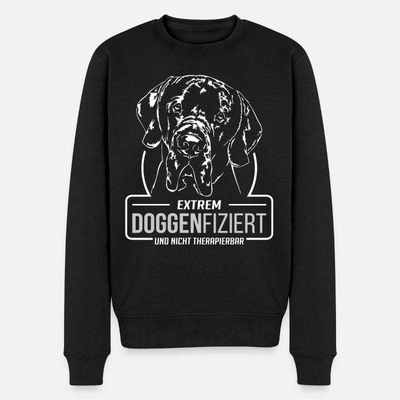 DOGGENFIZIERT Deutsche Dogge Hundespruch Wilsigns - Männer Premium Bio Pullover - Schwarz
