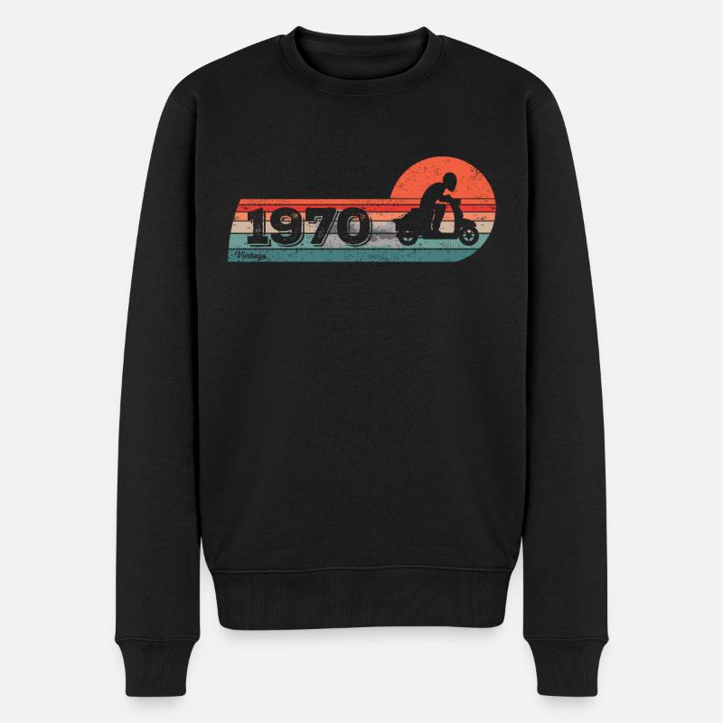 Motorroller Moped Jahrgang 1970 Geburtstag - Männer Premium Bio Pullover - Schwarz
