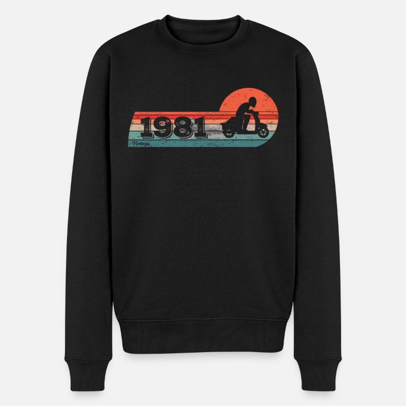 Motorroller Moped Jahrgang 1981 Geburtstag - Männer Premium Bio Pullover - Schwarz