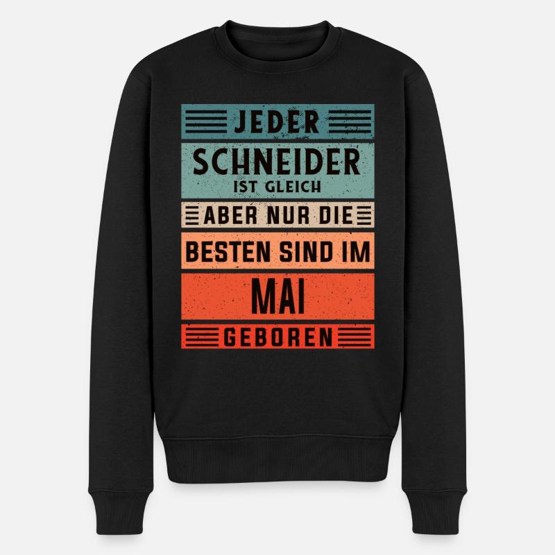 Schneidern Geburtstag Mai geboren Textil-Schneider - Männer Premium Bio Pullover - Schwarz