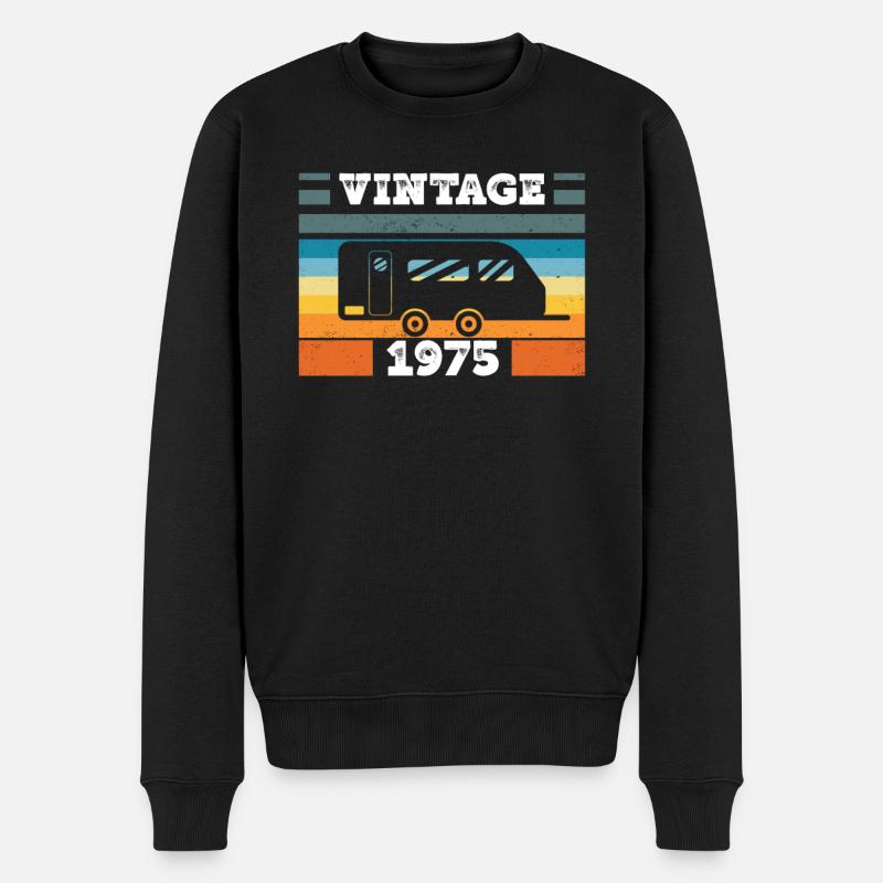Campingwagen Camping Jahrgang 1975 Geburtstags - Männer Premium Bio Pullover - Schwarz