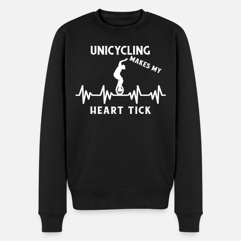 Einrad Einradfahrer Herzschlag Einradfahrrad stunt - Männer Premium Bio Pullover - Schwarz