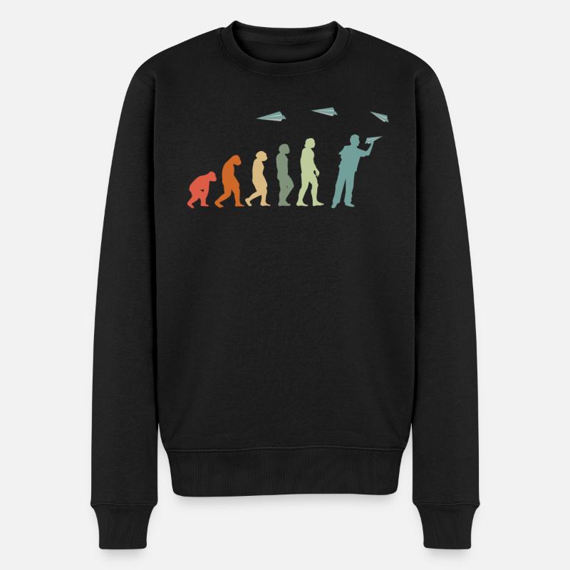 Papier-Flugzeug Piloten Mathe-Lehrer Evolution - Männer Premium Bio Pullover - Schwarz