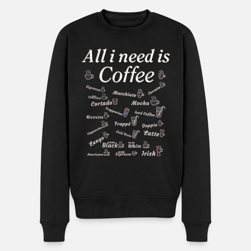 Kaffee Sammlung Kaffeetrinker Kaffeeliebhaber - Männer Premium Bio Pullover - Schwarz