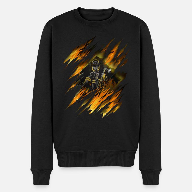 Feuerwehrmann Berufsfeuerwehr Feuerwehr - Männer Premium Bio Pullover - Schwarz