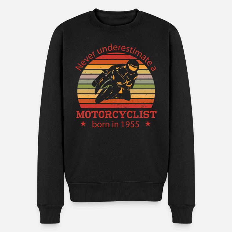 Motorrad Jahrgang 1955 Geburtstag Moped - Männer Premium Bio Pullover - Schwarz