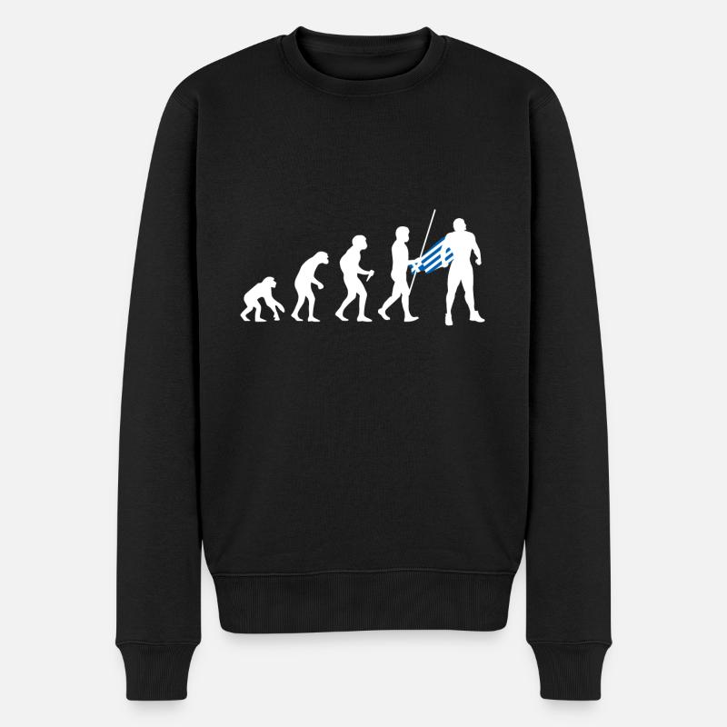 Grieche Evolution Superheld Griechische Flagge - Männer Premium Bio Pullover - Schwarz
