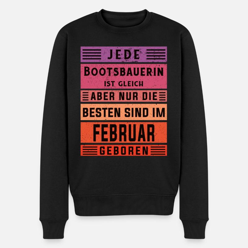 Schiffbauer Geburtstag Februar geboren - Männer Premium Bio Pullover - Schwarz