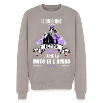 Femme Simple Moto Apéro Cadea Femme Motard - Pull Premium bio Homme - taupe - Devant - Nico (187cm)