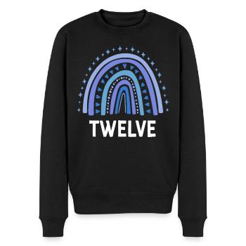 Blue Rainbow Twelve Years 12th Birthday - Men's Premium Organic Jumper - black - Front - Nico (187cm)