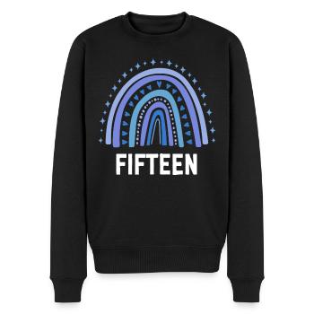 Blue Rainbow Fifteen Years 15th Birthday - Men's Premium Organic Jumper - black - Front - Nico (187cm)