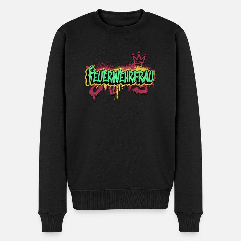 Feuerwehr Graffiti-Art Feuerwehrfrau - Männer Premium Bio Pullover - Schwarz