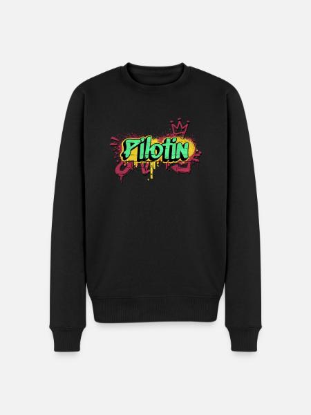 Flugzeug Graffiti-Art Pilotin - Männer Premium Bio Pullover - Schwarz