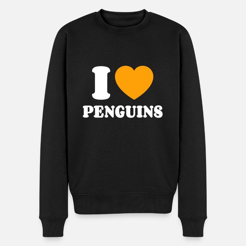 I Love Penguins - Männer Premium Bio Pullover - Schwarz
