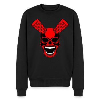 Totenkopf mit Weinglas - Männer Premium Bio Pullover - Schwarz - Vorne - Nico (187cm)