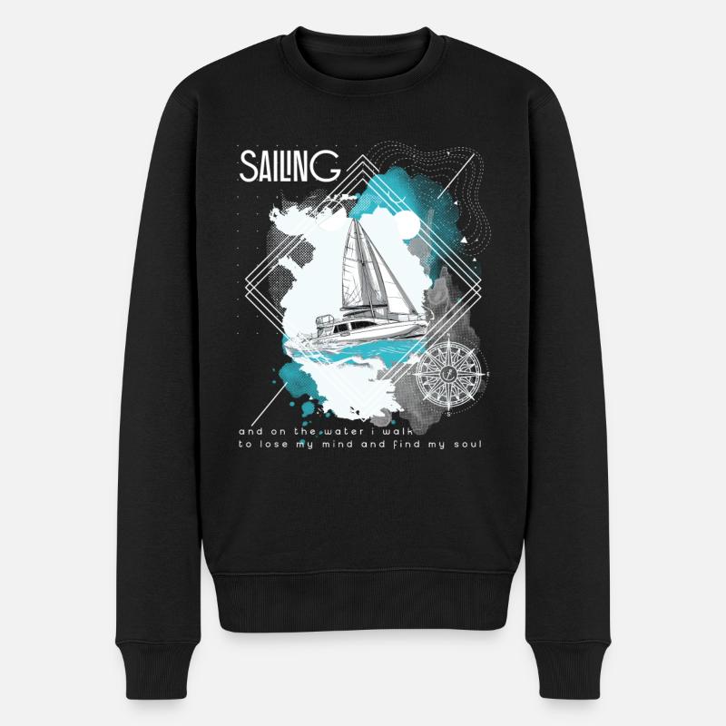 Segler Segel Boot Segelschiff Segelyacht - Männer Premium Bio Pullover - Schwarz