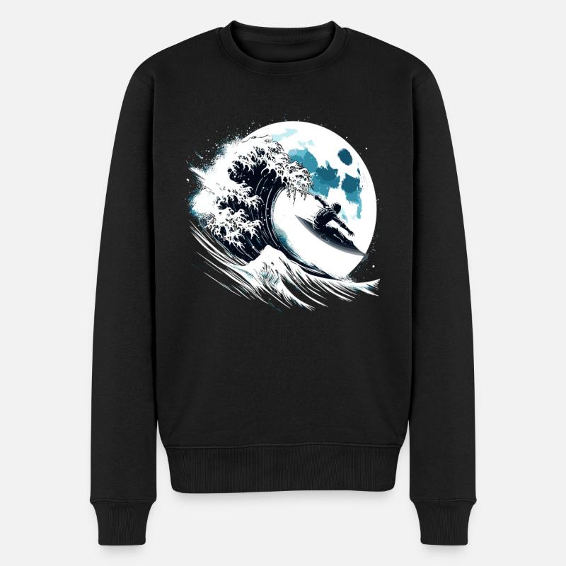 Astronaute Surfeur Moon Surfer - Pull Premium bio Homme - noir