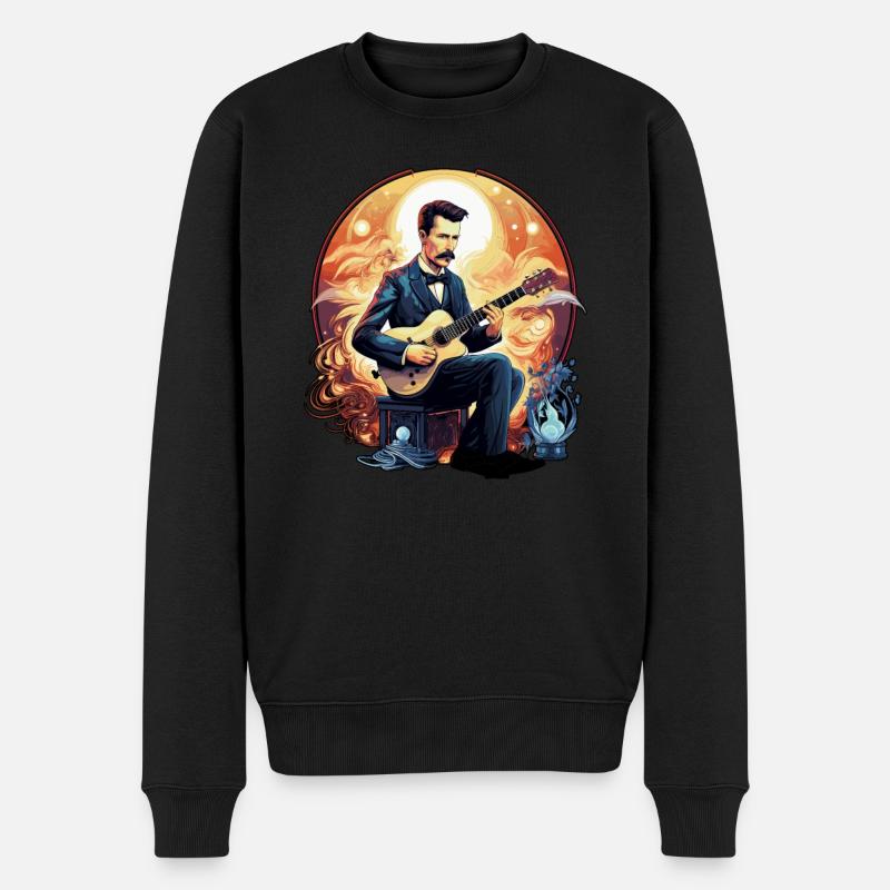 Gitarren E-Gitarren-Saiten E-Gitarre Musiker - Männer Premium Bio Pullover - Schwarz