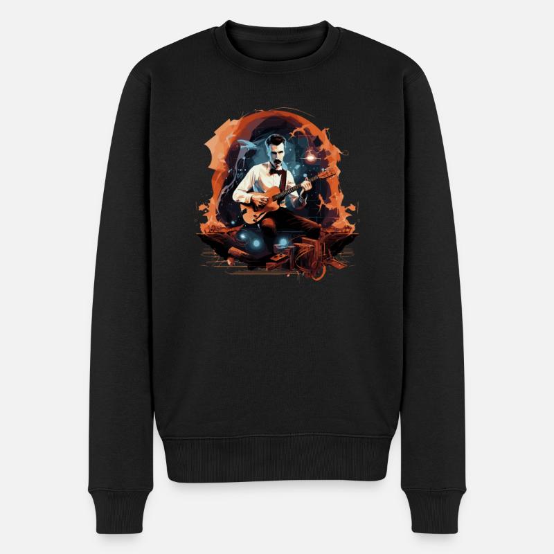 Gitarren E-Gitarren-Saiten E-Gitarre Musiker - Männer Premium Bio Pullover - Schwarz